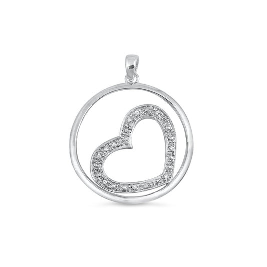 Silver Heart Pendant W/ CZ