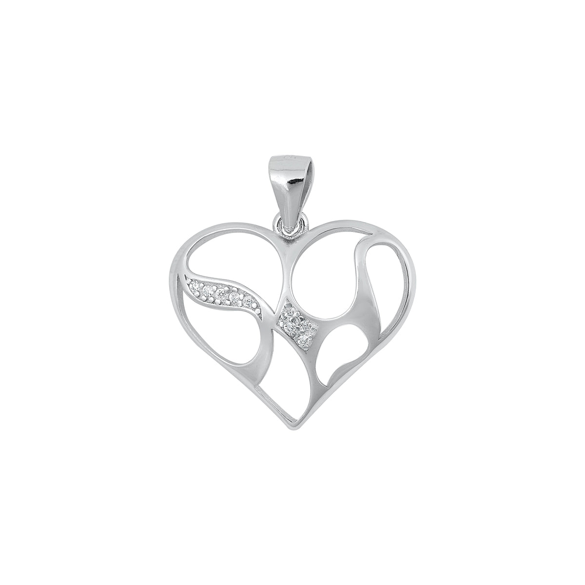 Silver CZ Pendant - Heart