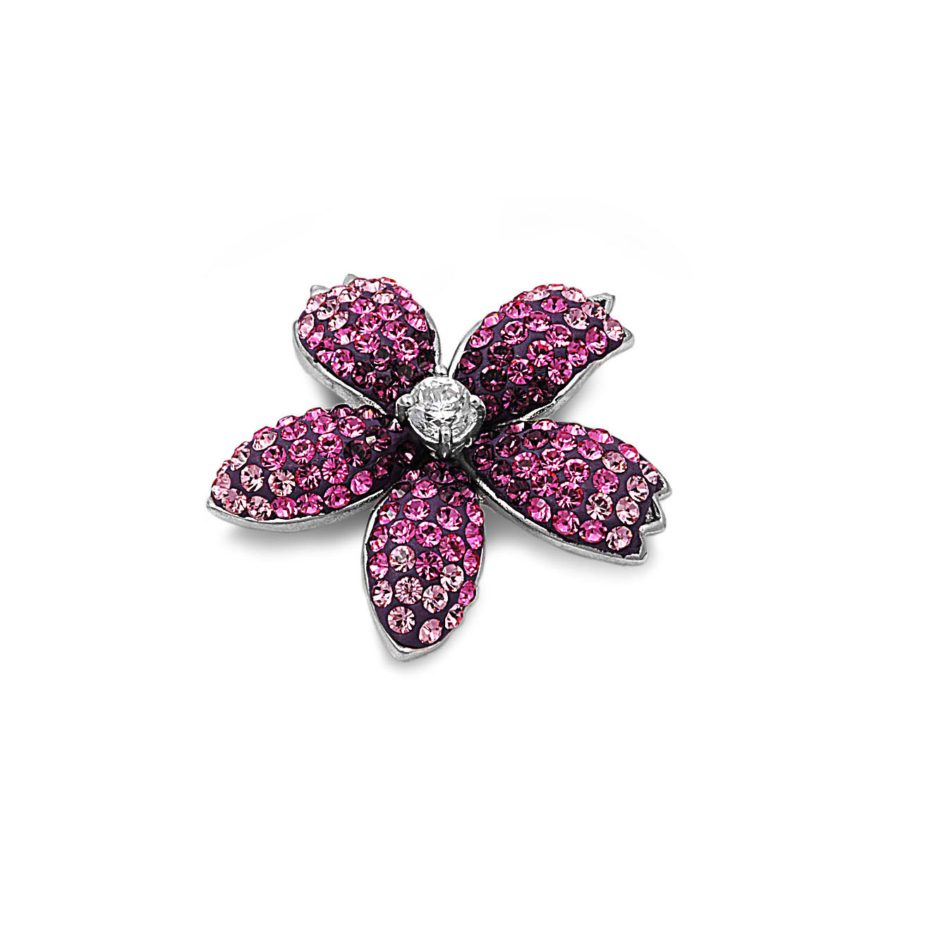 Silver Pendant W/ CZ - Plumeria