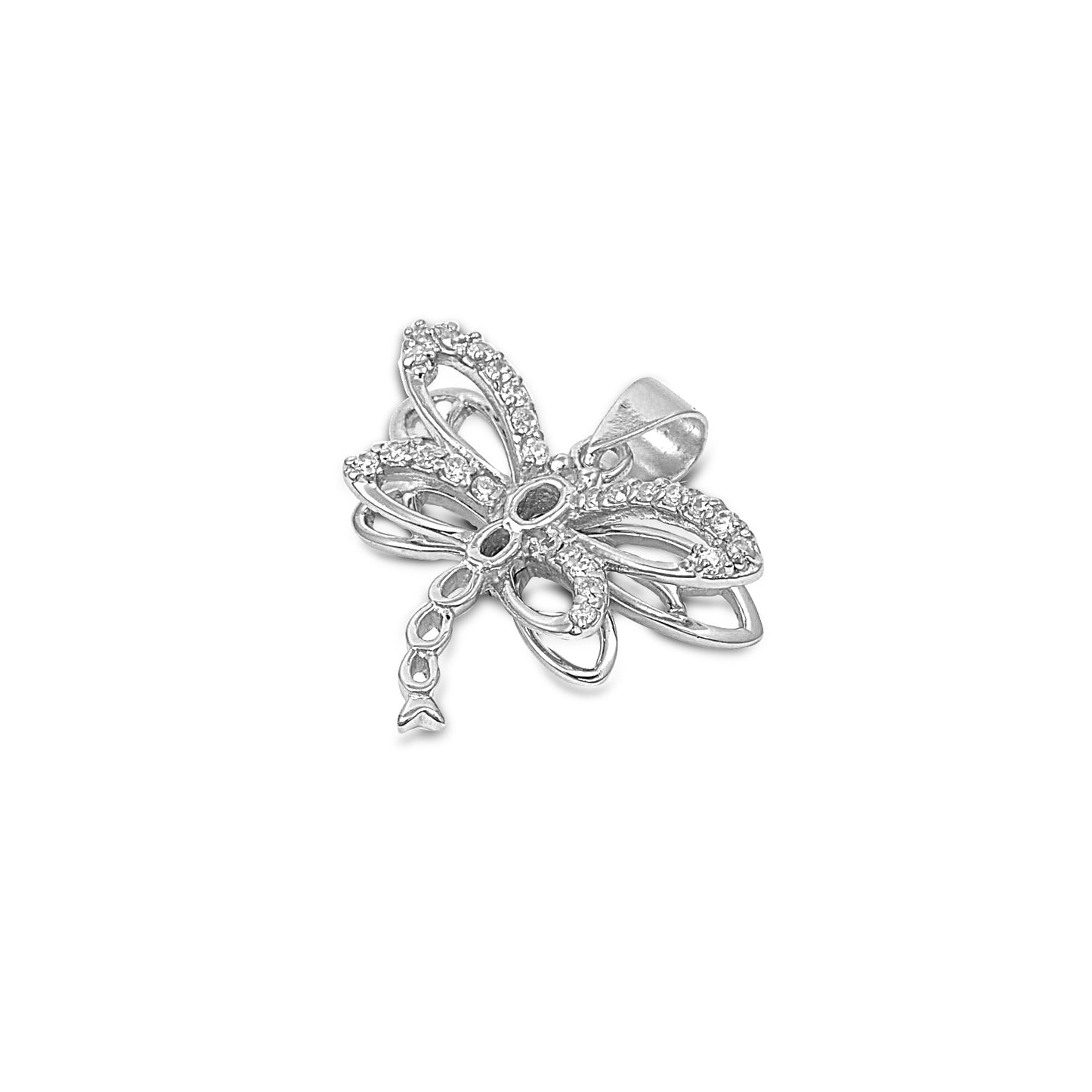 Silver Pendant W/ CZ - Dragonfly