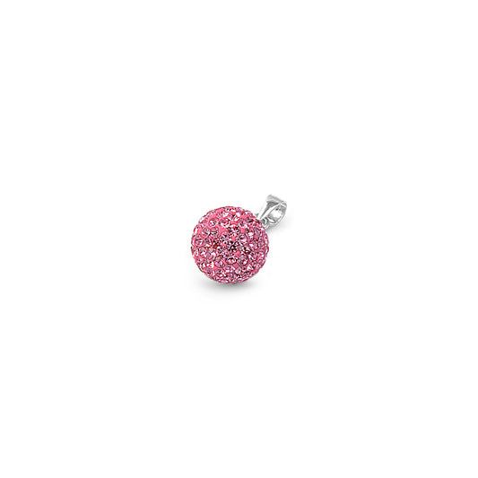 Silver Pendant W/ Pink Crystal