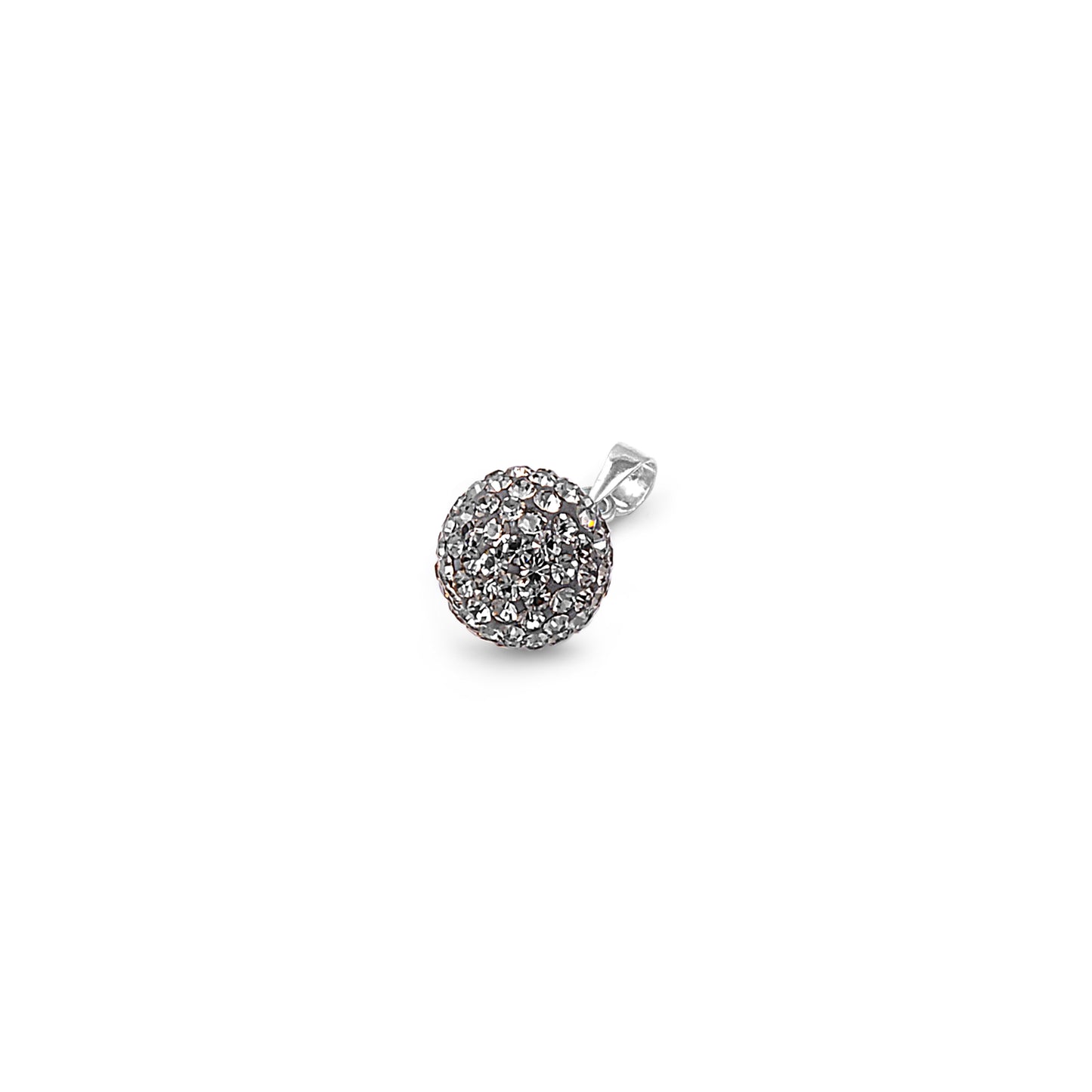 Silver Pendant W/ Grey Diamond Crystal - 10mm