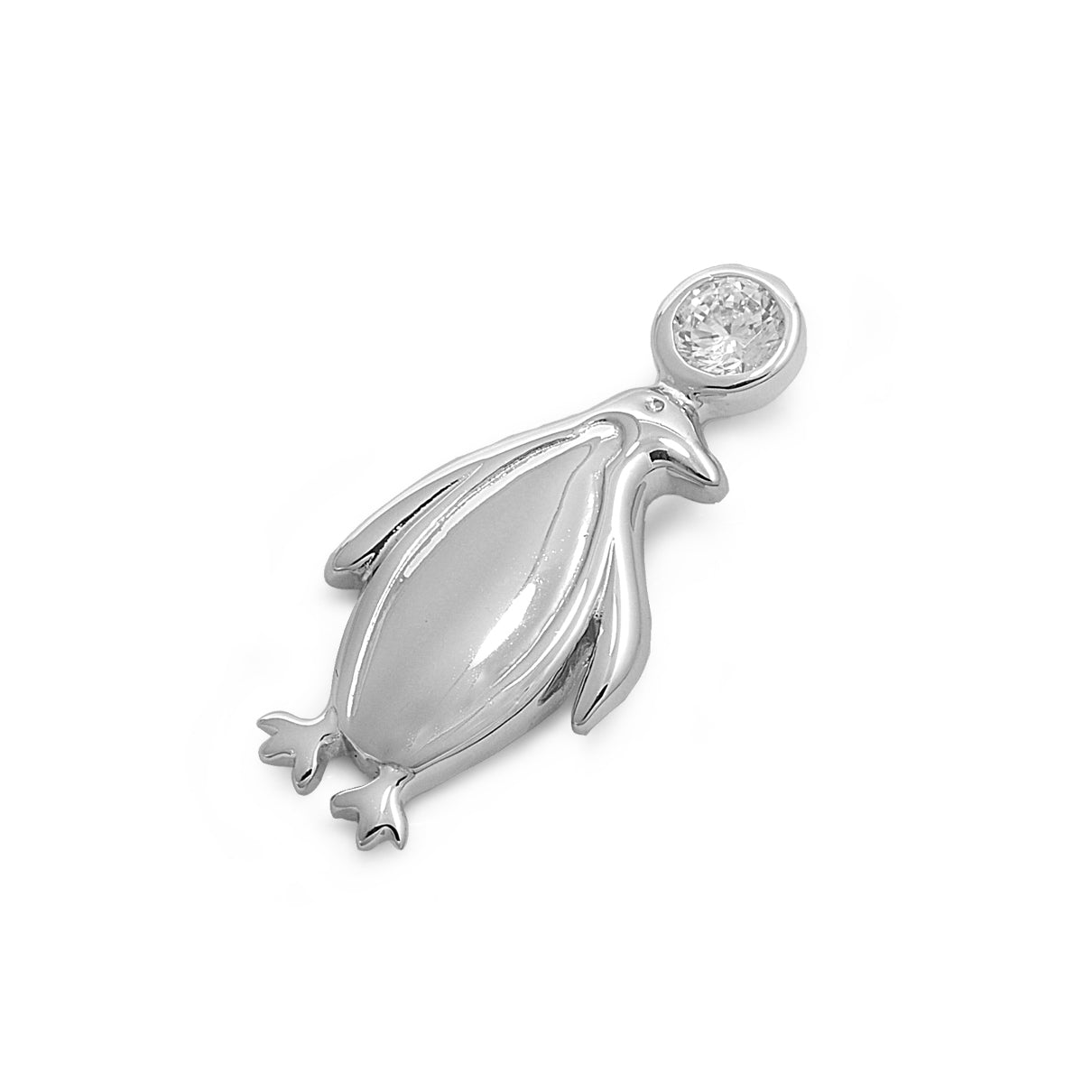 Silver Pendant W/ CZ - Penguin