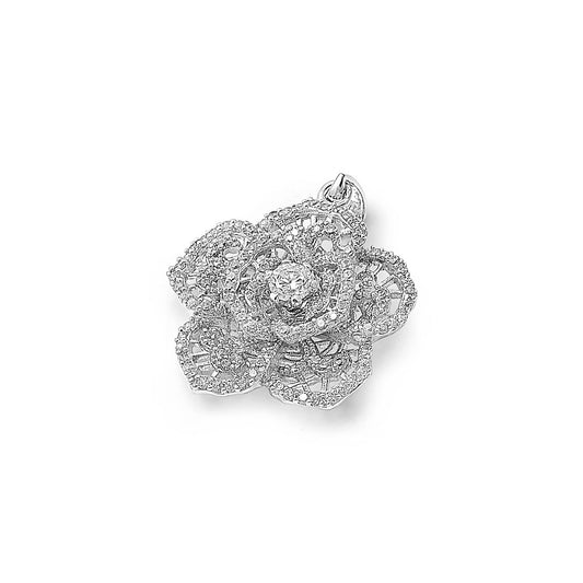 Silver Pendant W/ CZ - Flower