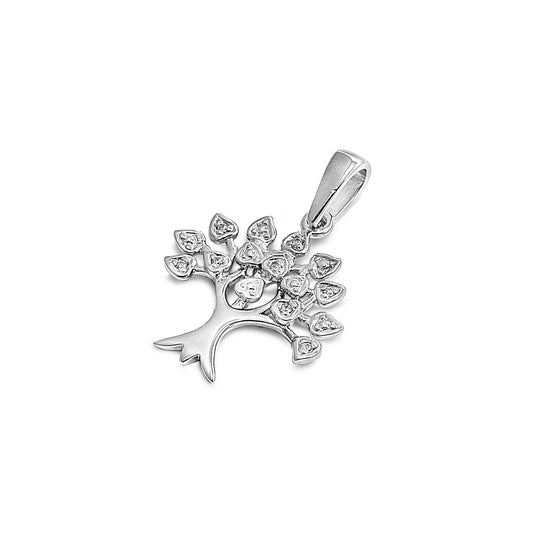 Silver Pendant W/ CZ - Tree