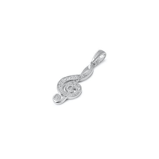 Silver Pendant W/ CZ - Music Note