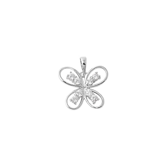 Silver Pendant W/ CZ - Butterfly