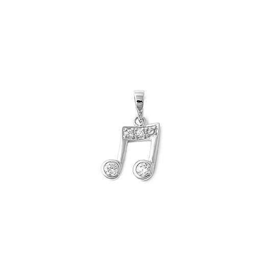 Silver Pendant W/ CZ - Music Note