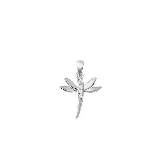 Silver Pendant W/ CZ - Dragonfly