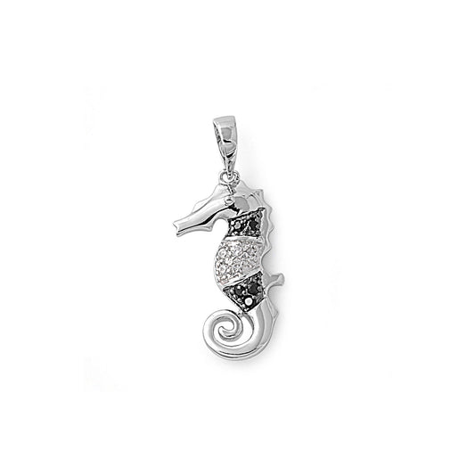 Silver Pendant W/ CZ - Seahorse