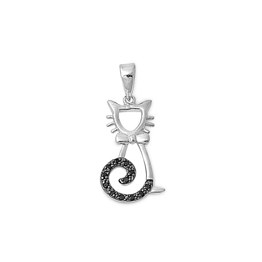 Silver Pendant W/ CZ - Cat