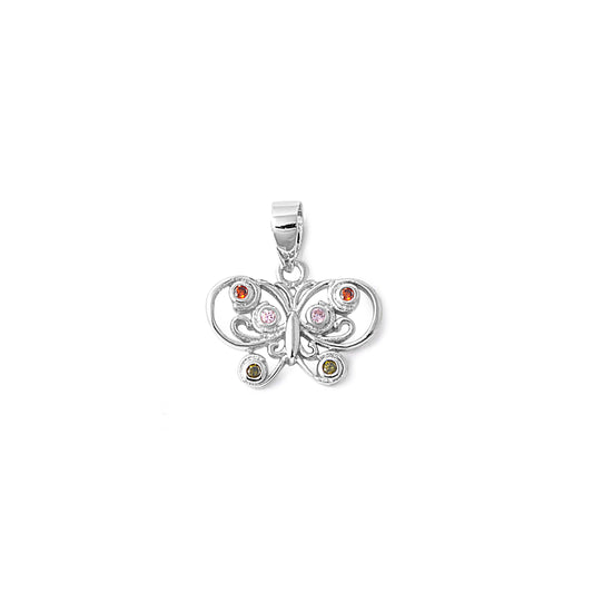 Silver Pendant W/ CZ - Butterfly