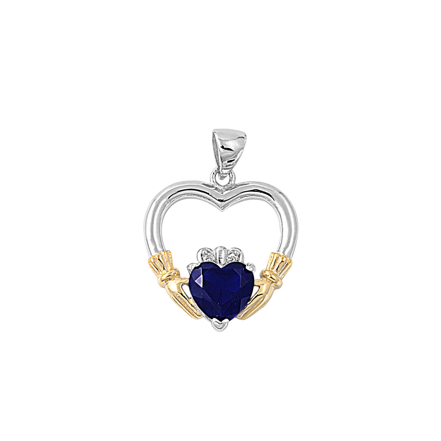 Silver Pendant W/ CZ - Claddagh