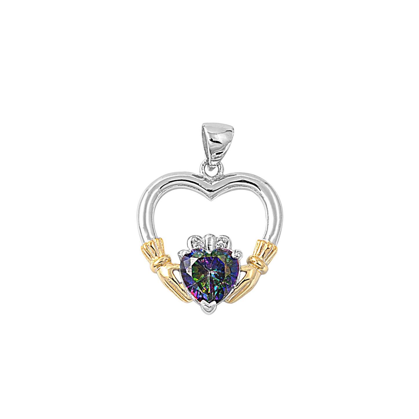 Silver Pendant W/ CZ - Claddagh