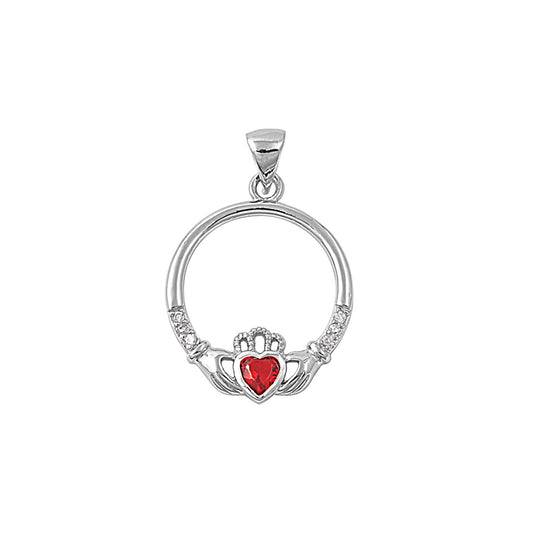 Silver Pendant W/ CZ - Claddagh