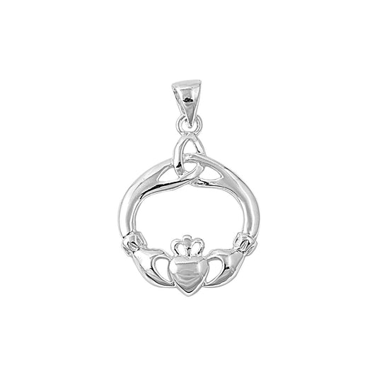 Silver Pendant W/ CZ - Claddagh