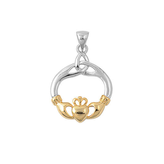 Silver Pendant W/ CZ - Claddagh