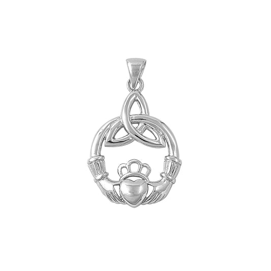 Silver Pendant w/ CZ - Claddagh