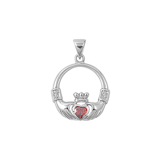 Silver Pendant W/ CZ - Claddagh