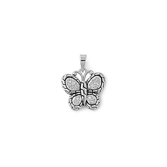 Silver Pendant W/ CZ - Butterfly