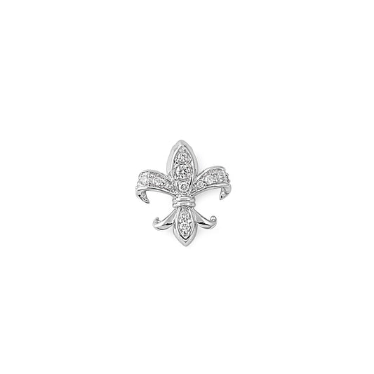 Silver Pendant W/ CZ - Fleur De Lis