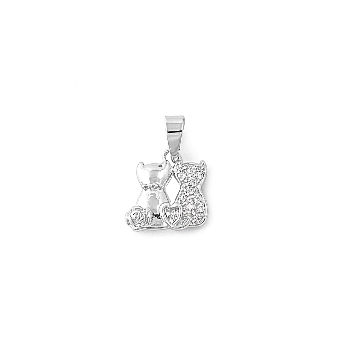 Silver Pendant W/ CZ - Cats
