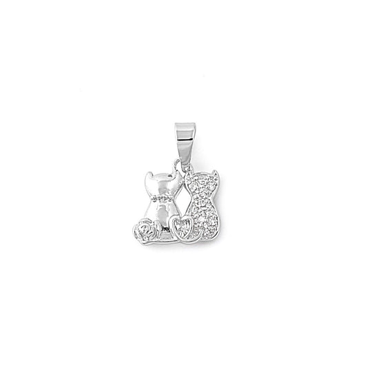 Silver Pendant W/ CZ - Cats