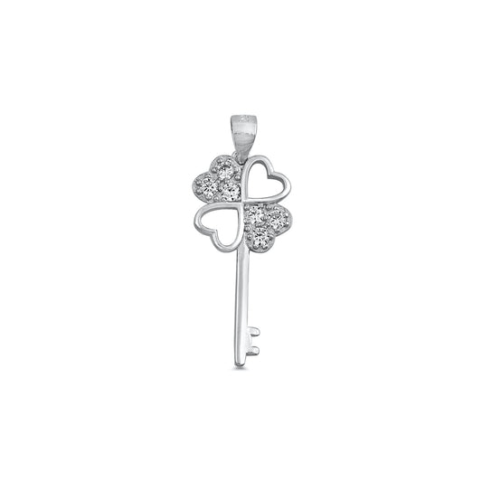 Silver Pendant W/ CZ - Key