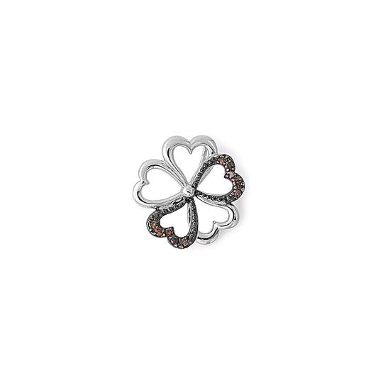 Silver Pendant W/ CZ - Clover Heart