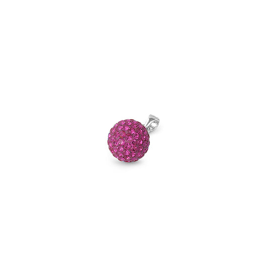 Silver Pendant W/ Fuchsia Crystal