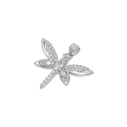 Silver Dragonfly Pendant w/ CZ