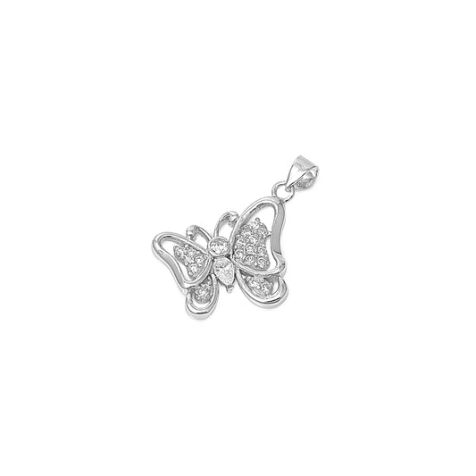 Silver Pendant W/ CZ - Butterfly