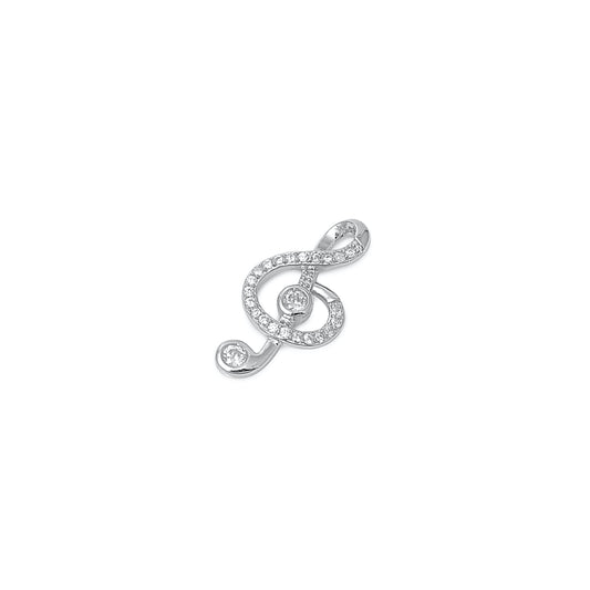 Silver Pendant W/ CZ - Music Note