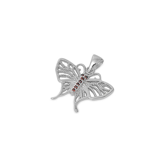 Silver Pendant W/ CZ - Butterfly