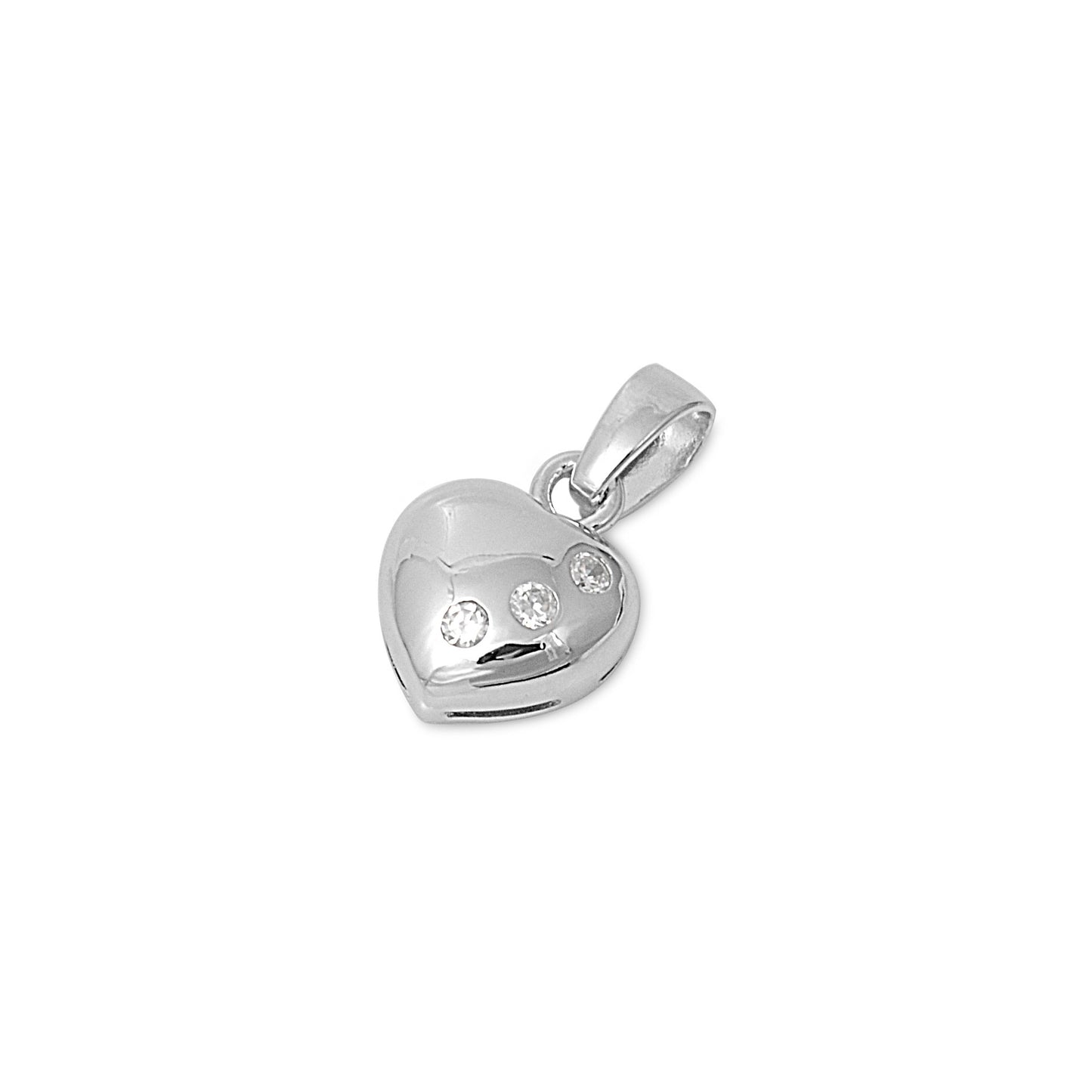 Silver Pendant W/ CZ - Heart