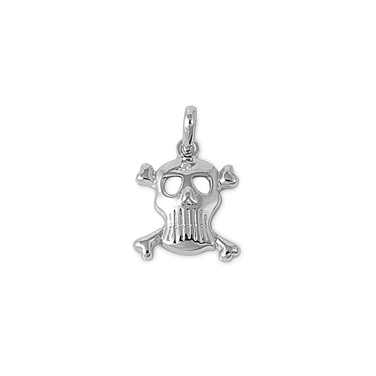 Silver Pendant W/ CZ - Skull and Crossbone