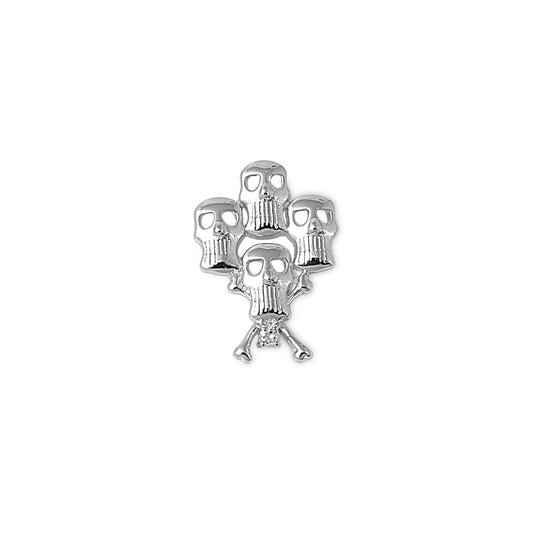 Silver Pendant W/ CZ - Skull and Crossbone