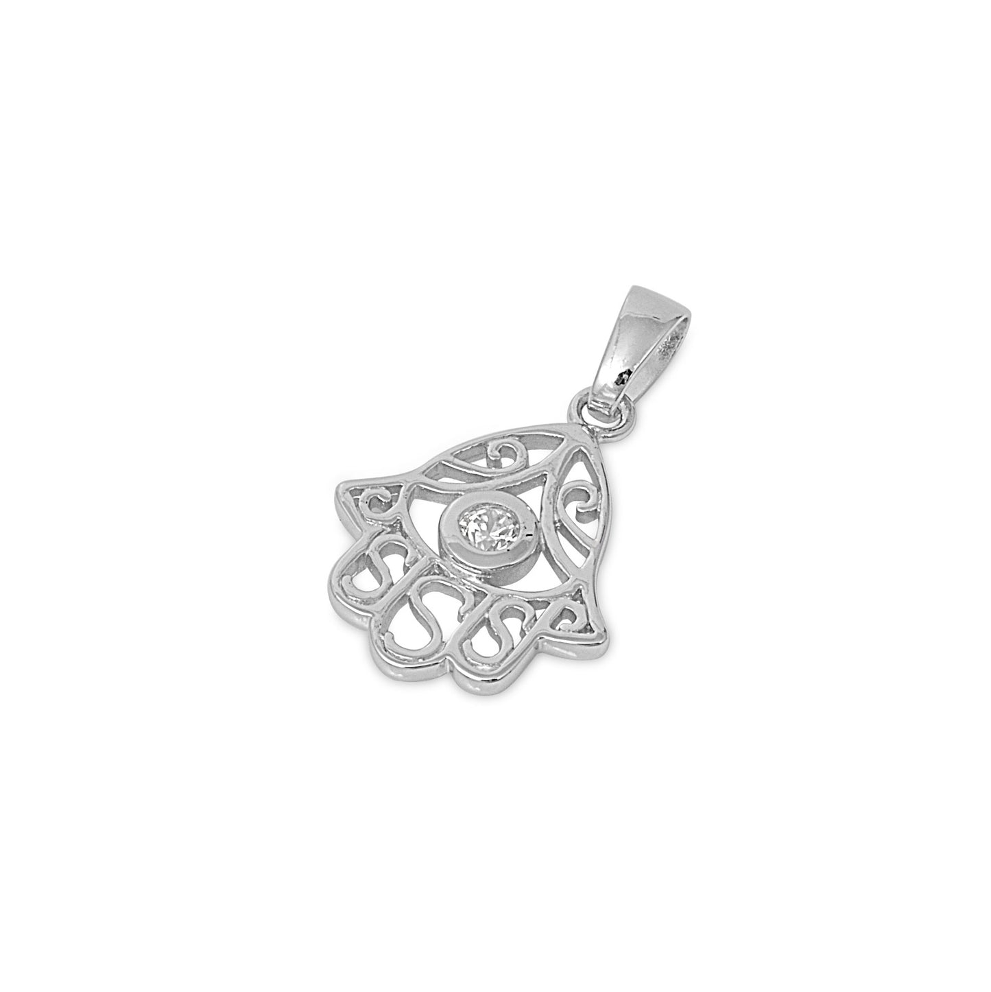 Silver Pendant W/ CZ - Hand of God