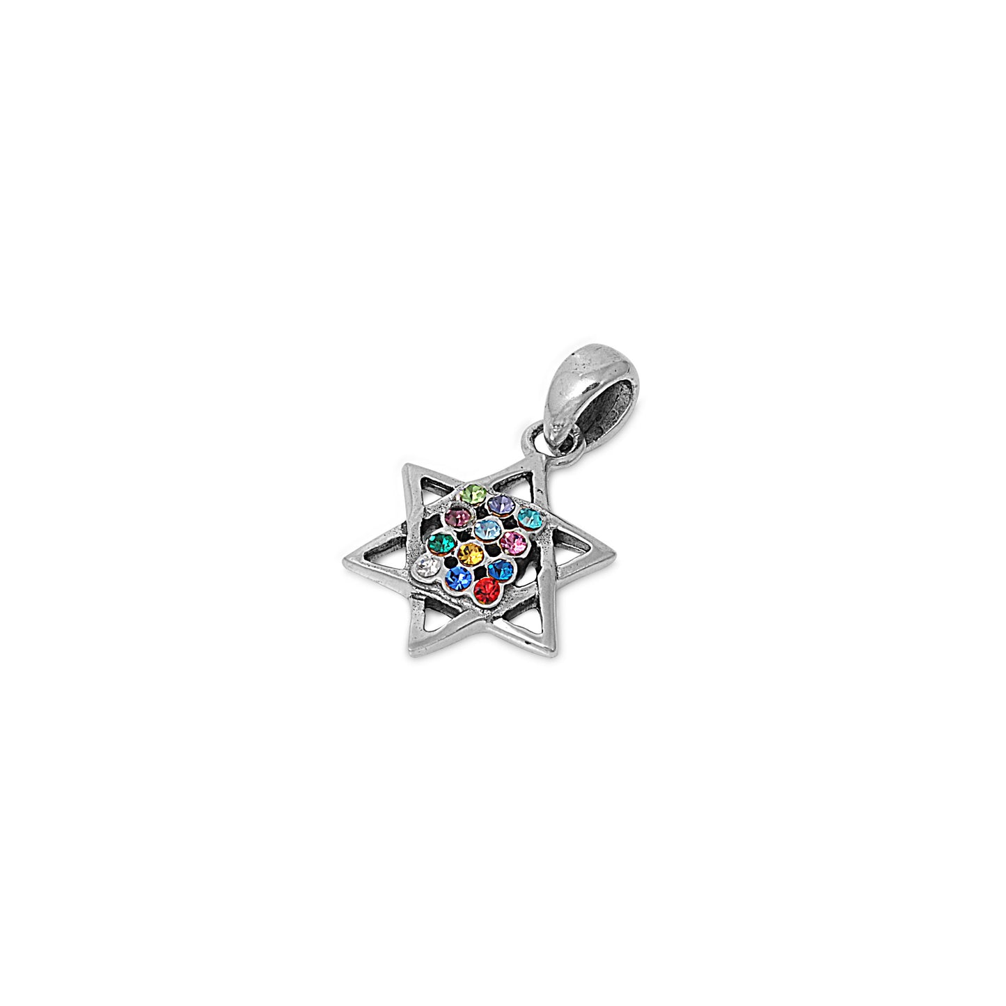 Silver Pendant W/ CZ - Jewish Star