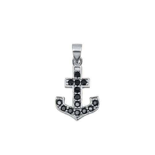 Silver Pendant W/ CZ - Anchor