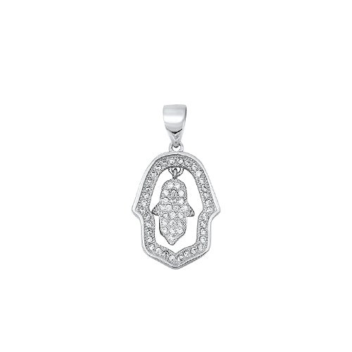 Silver Pendant W/ CZ - Hand of God