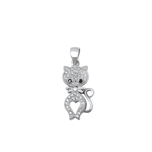 Silver Pendant W/ CZ - Cat