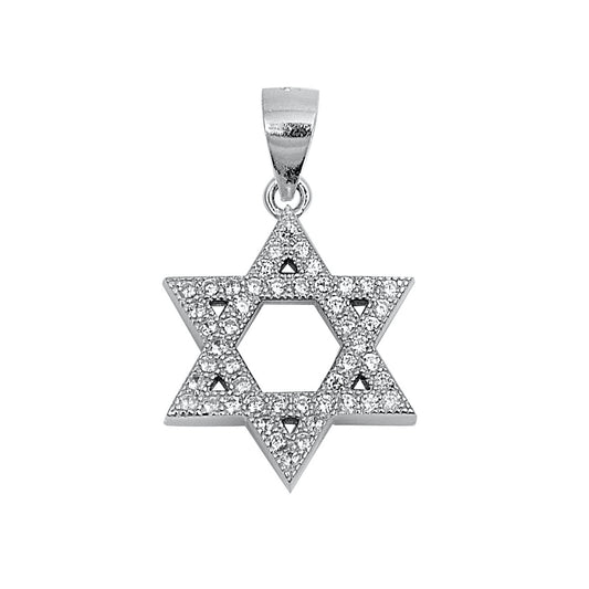 Silver Pendant W/ CZ - Star of David