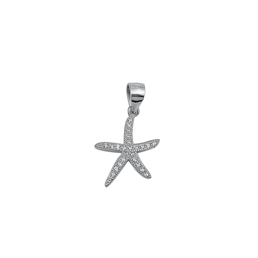 Silver Pendant W/ CZ - Starfish