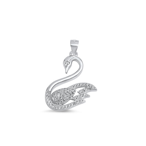 Silver Pendant W/ CZ - Swan