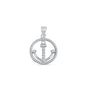 Silver Pendant W/ CZ - Circled Anchor