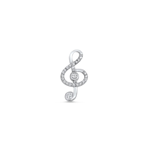 Silver Pendant W/ CZ - Musical Note