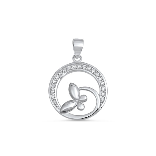 Silver Pendant W/ CZ - Butterfly