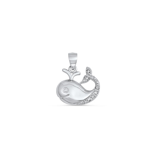 Silver Pendant W/ CZ - Baby Whale