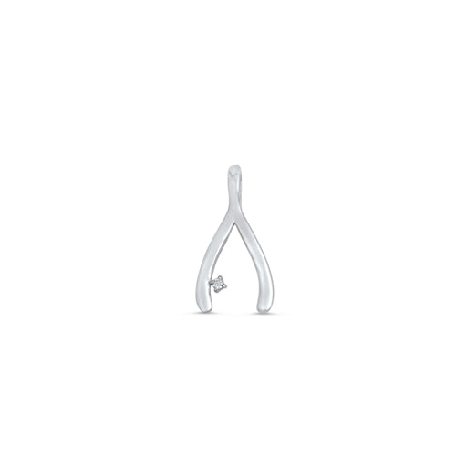 Silver Pendant W/ CZ - Wishbone